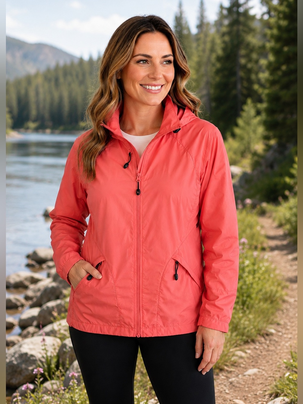 Like New Woolrich Women’s Windbreaker in Geranium Lightweight Packable Size S